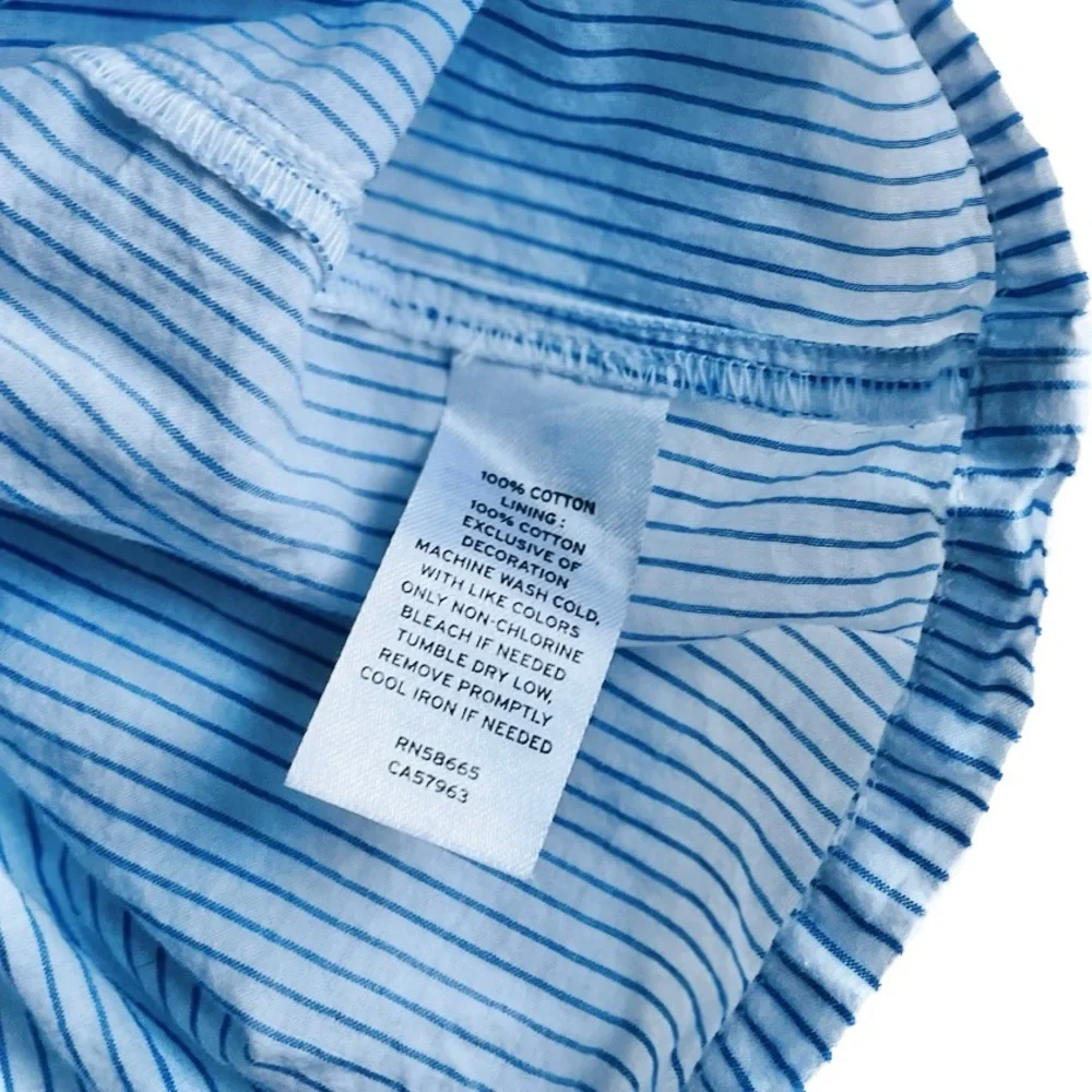 TUCKER + TATE | L | Striped Cotton Pom Pom Girls Flounce Seersucker Tank Top